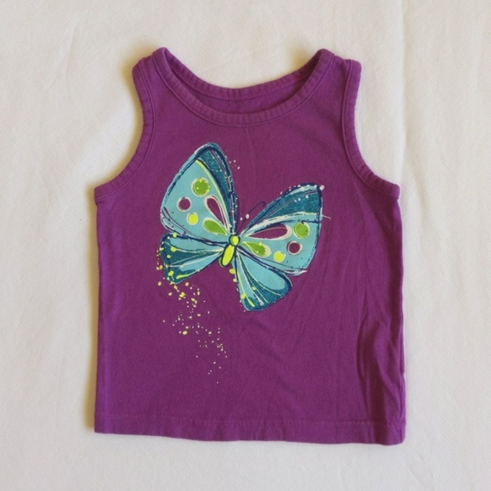 children's place glitter butterfly graphic cotton tank top 12-18 month baby girl